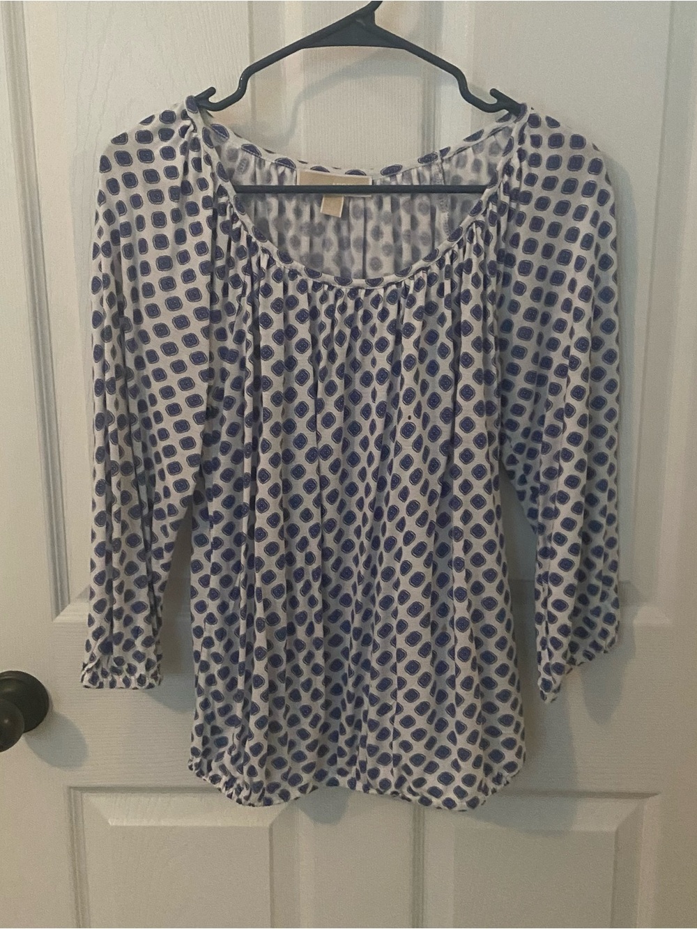 Michael Michael Kors Blue White Medallion Print Peasant Blouse Women’s Small Boh